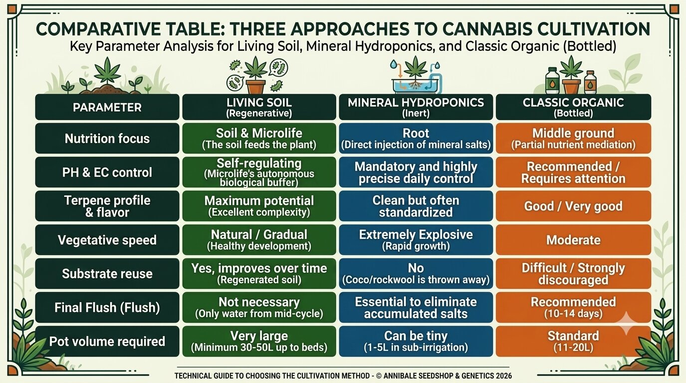 Living Soil & Compost Tea in the Cannabis Grow! Living Soil Comparative Table